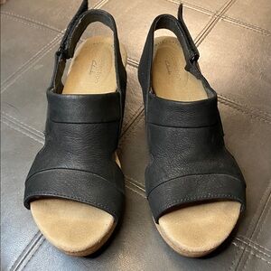 Clarks Annabel Black Ultra Comfort Platform Wedge Sandal Women’s Size 7 1/2